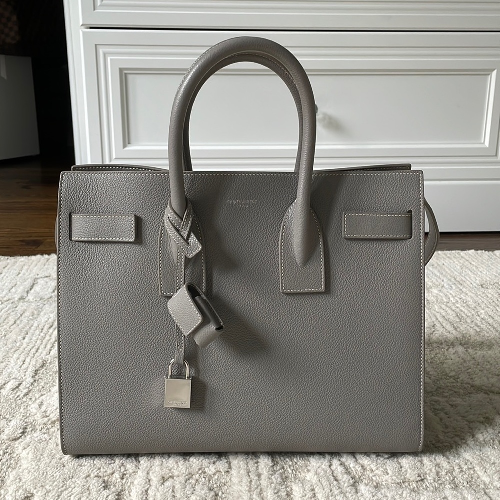 Saint Laurent Grained Calfskin Small Sac De Jour Grey - Picture 2 of 16